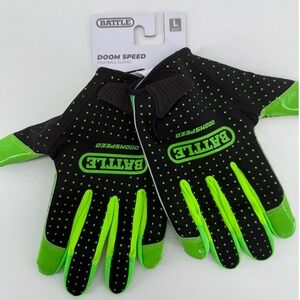 Battle Doom Speed Football Gloves Slime Neon Green Black Adult Large 10GLSLI003